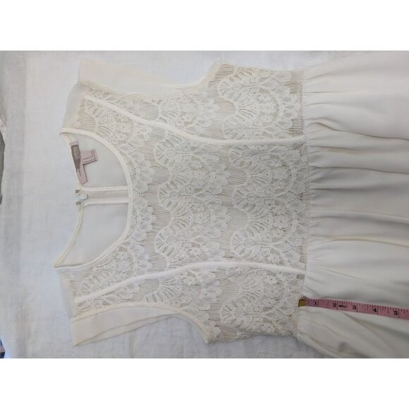 Forever 21 women's size medium cream short lace cap sleeve dress zip closure L10 - Picture 11 of 11